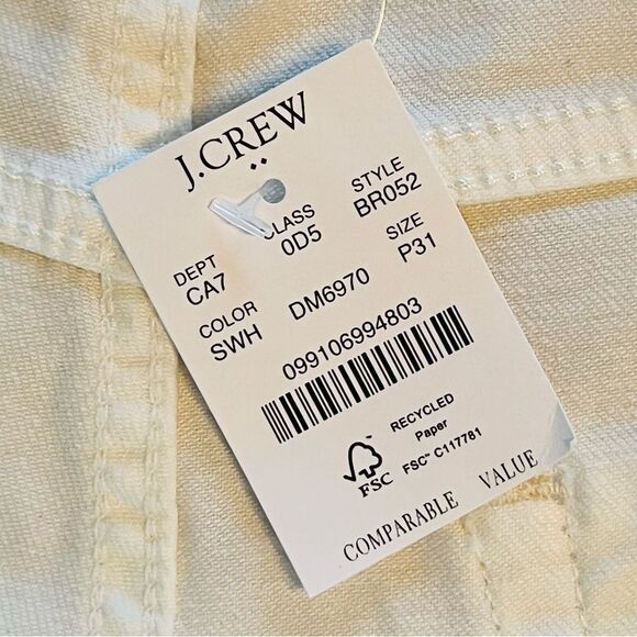 J. Crew Wide Leg Cropped Jeans Size 31 Petite White Stretch Raw Hem NWT - Picture 8 of 8